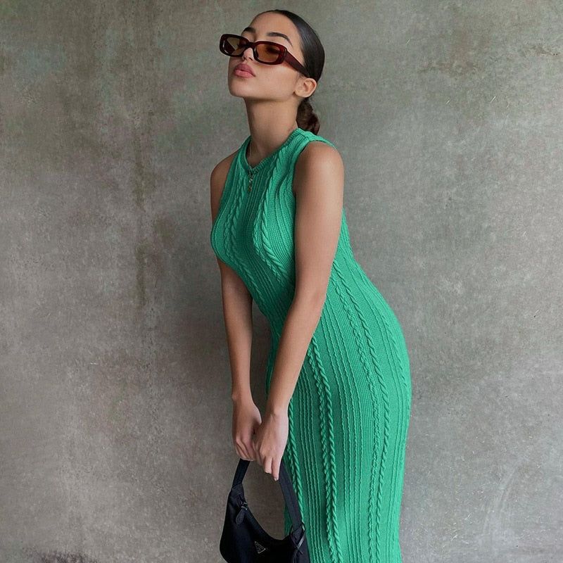 Adorabelle Mint Knitted Midi Dress - Image 2
