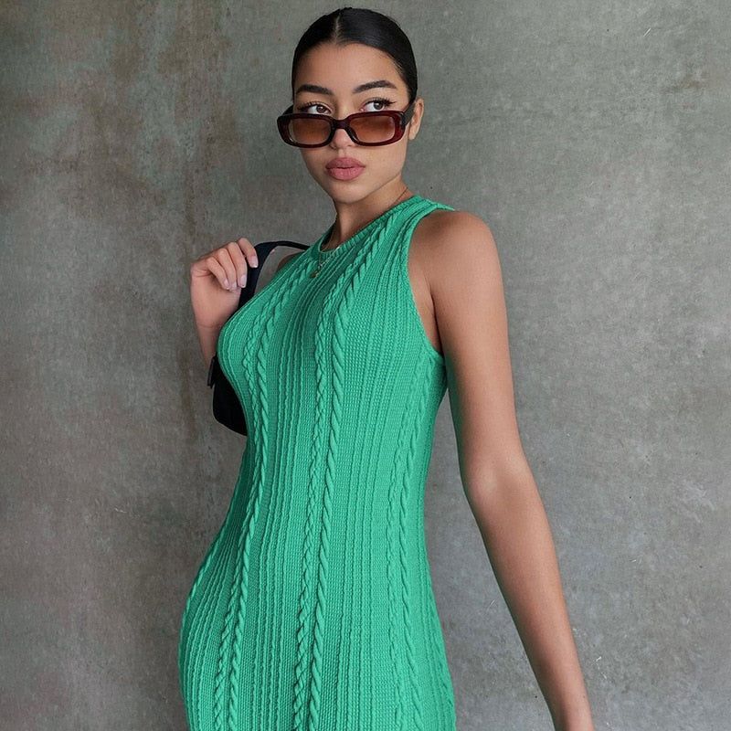 Adorabelle Mint Knitted Midi Dress - Image 3