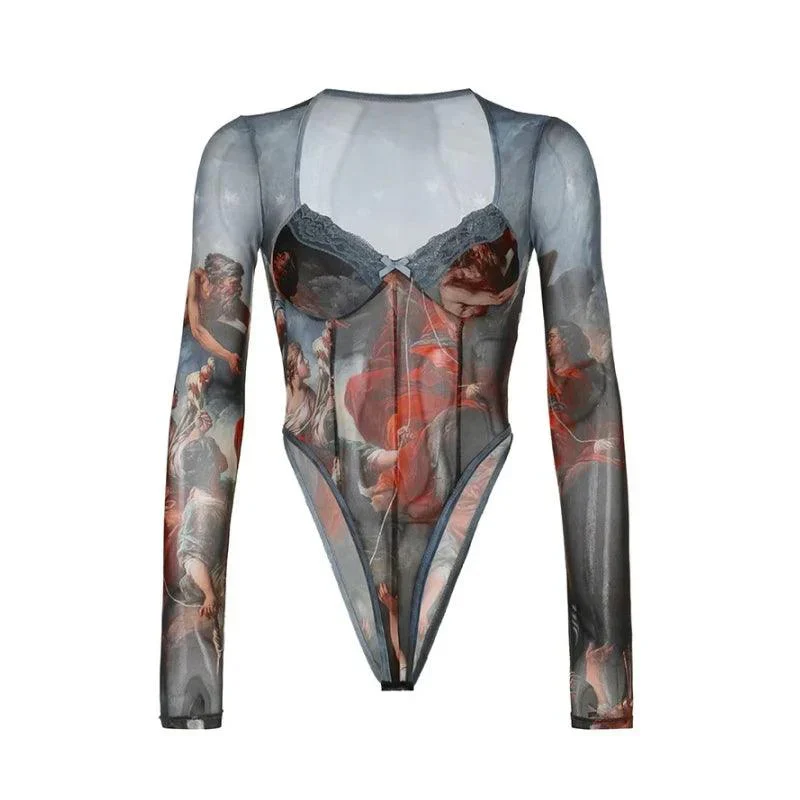 Affection Renewed Vintage Bustier Mesh Bodysuit - Image 6