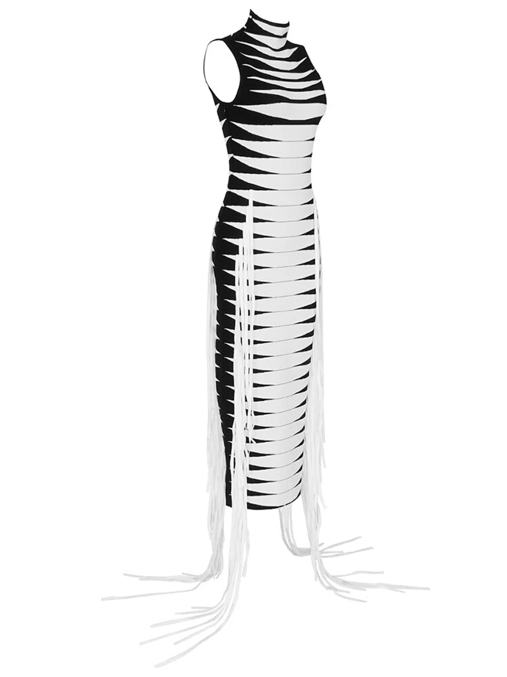 ANABELLE Knit Midi Dress w Fringes - Image 11