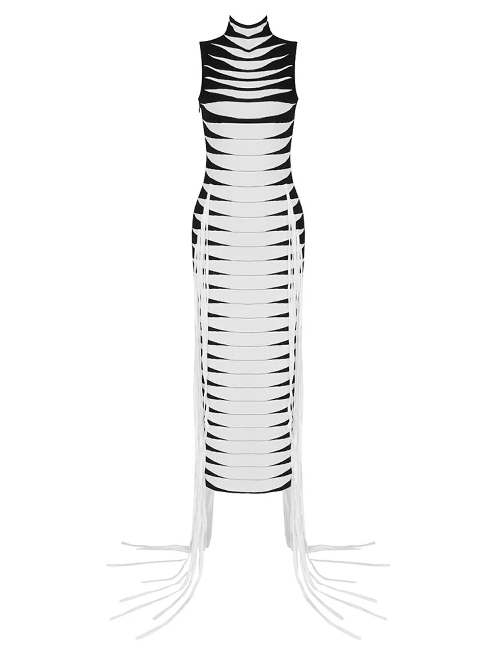 ANABELLE Knit Midi Dress w Fringes - Image 3