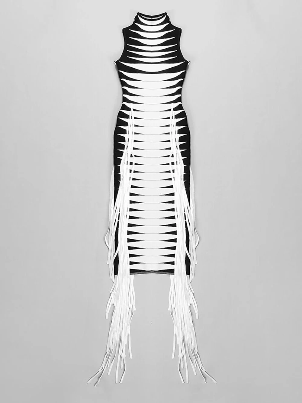ANABELLE Knit Midi Dress w Fringes - Image 8