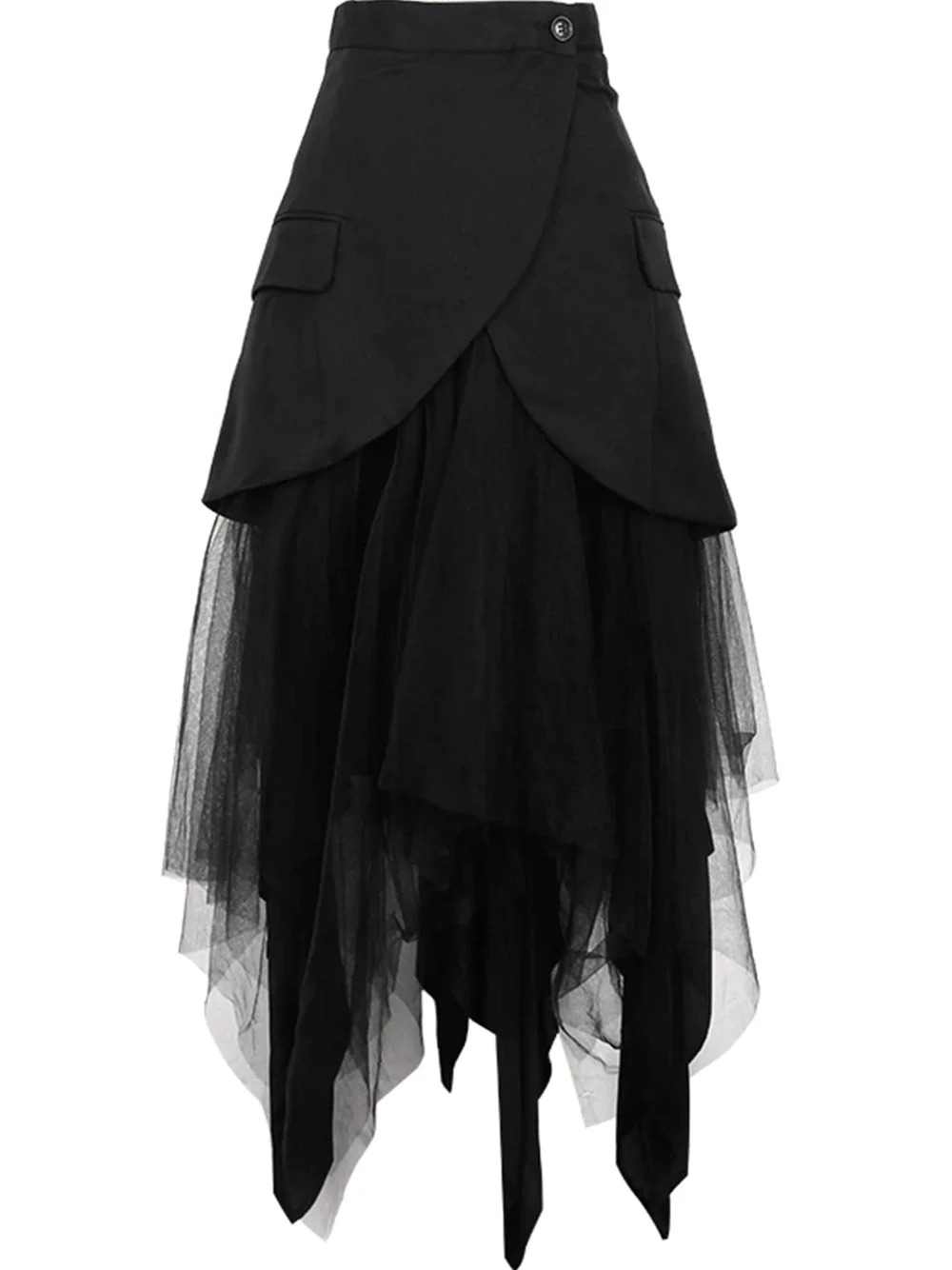Asymmetrical Patchwork Mesh Skirt - Image 3