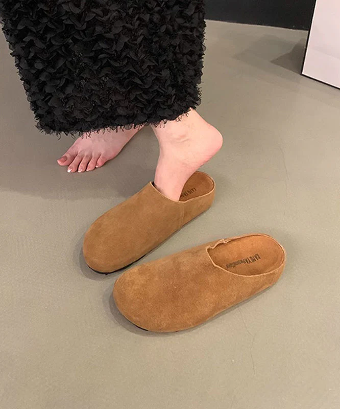 Autumn Khaki Suede Platform Slide Sandals - Image 5