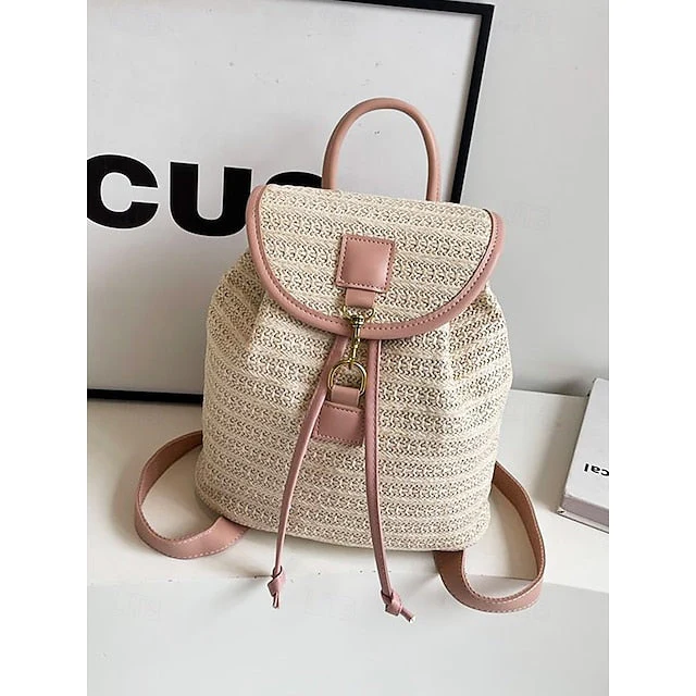 Backpack Straw for Boho Rattan Travel with Woven Bag - Image 10
