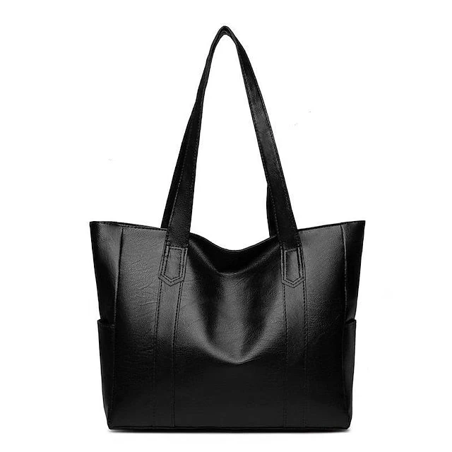Bag Black Leather Large Faux Tote Stylish - Image 9