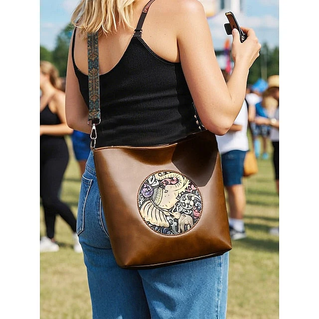 Bag Elephant Shoulder Boho Vintage Embossed - Image 2