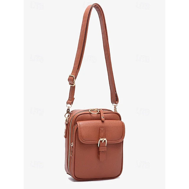 Bag Front Brown with Faux Vintage Leather Crossbody - Image 3