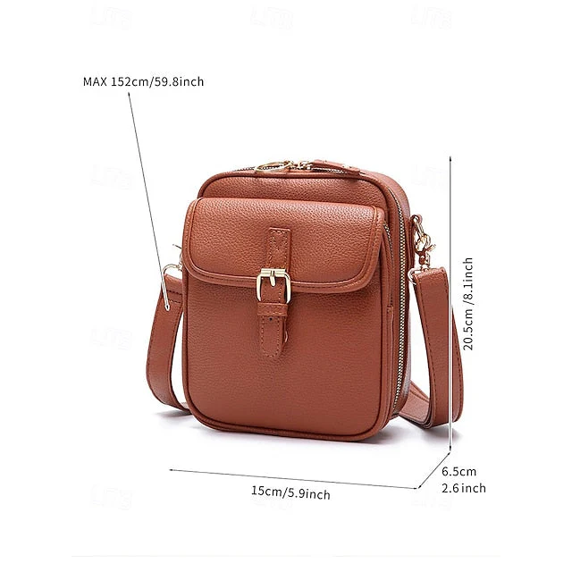Bag Front Brown with Faux Vintage Leather Crossbody - Image 5