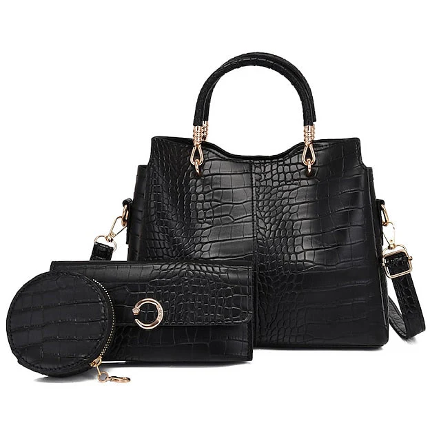 Bag Leather Going out Set PU Purse Office Pcs 3 - Image 3