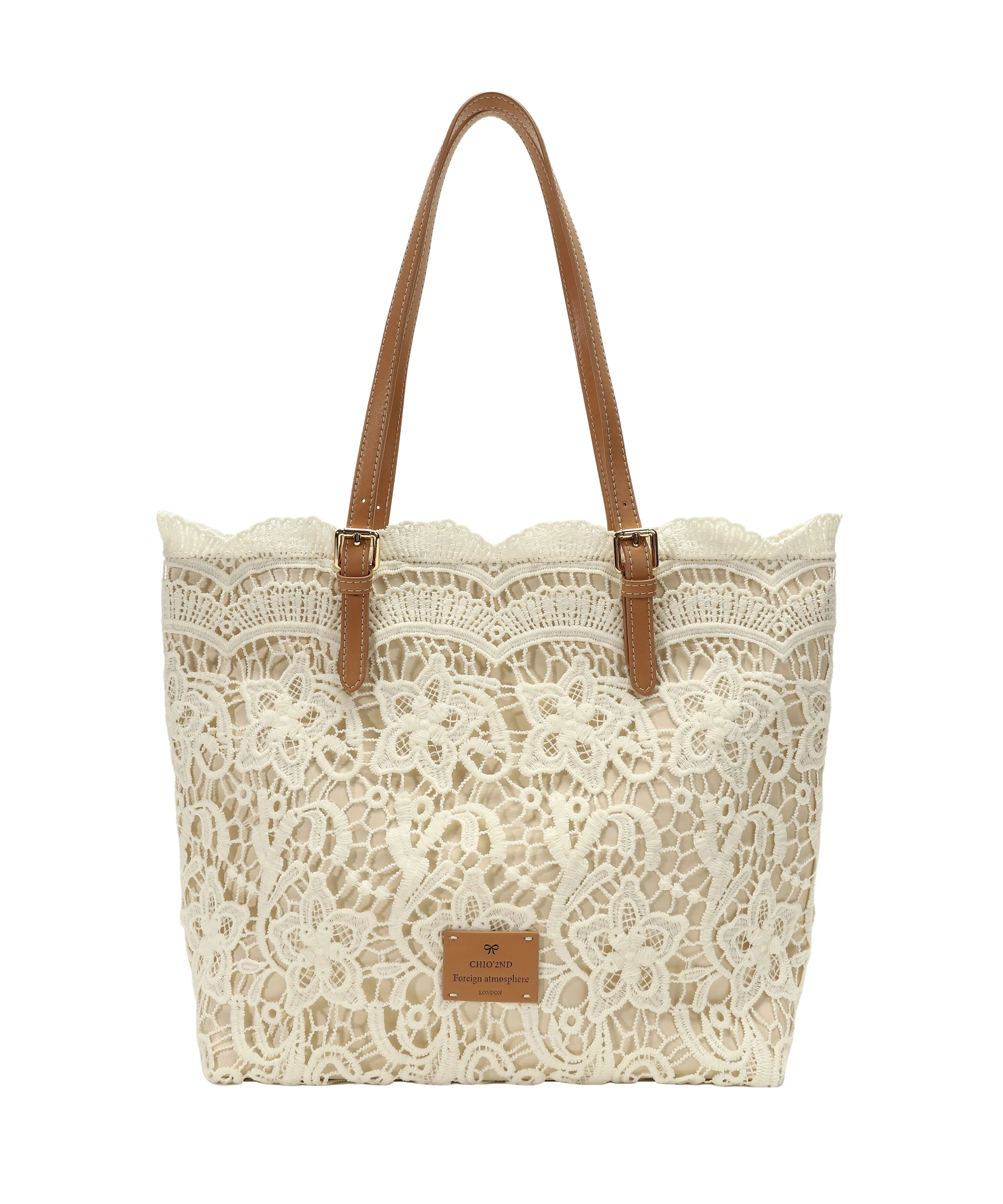 Bags Large French Shoulder Lace Capacity Beige - Image 5