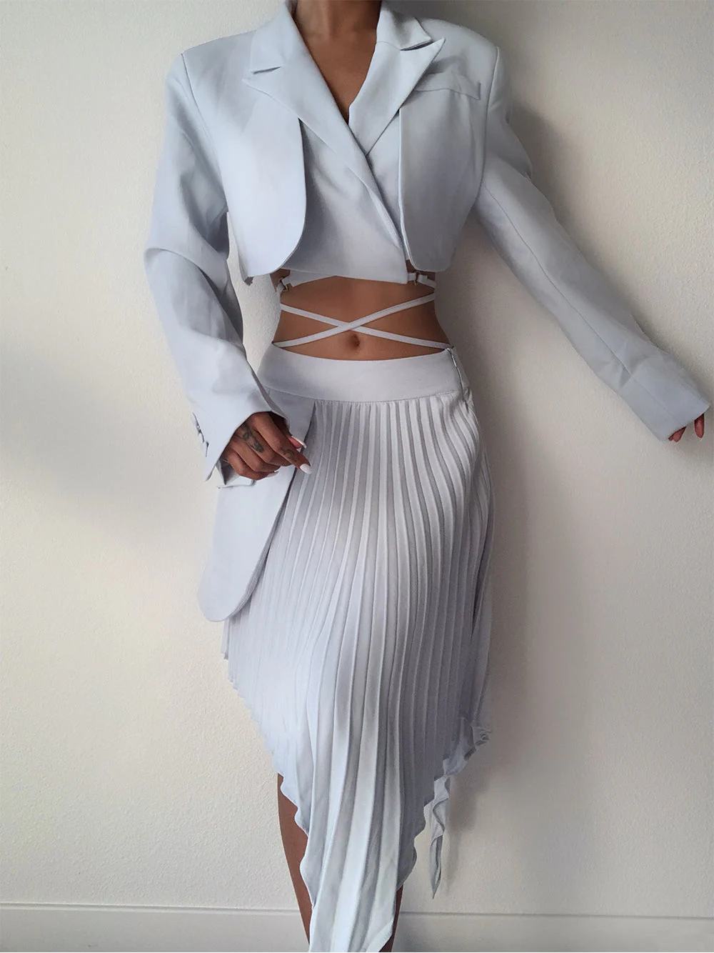 BANDETTE Blazer & Skirt Set in Light Blue - Image 3