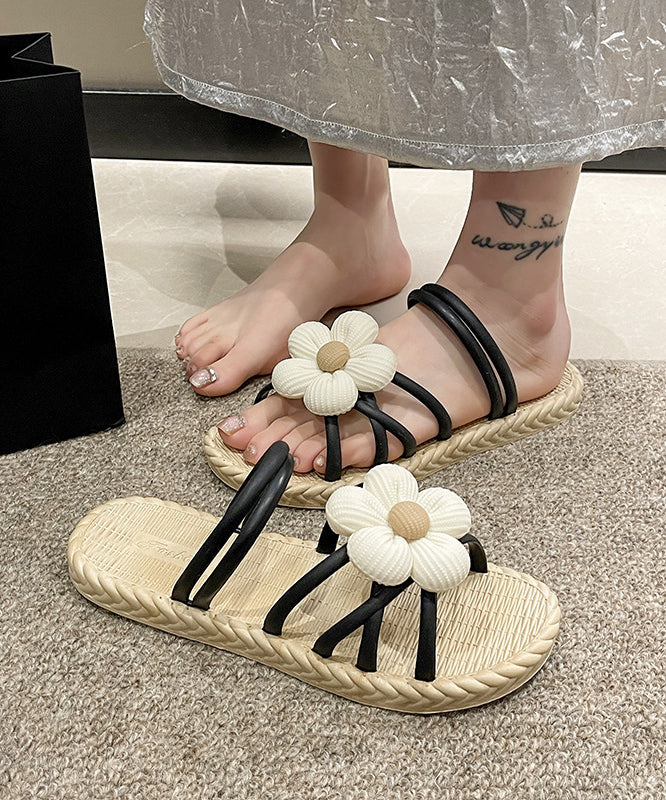 Beach Holiday Green Splicing Floral Slide Sandals Peep Toe - Image 2