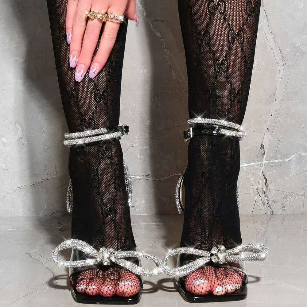 Icon Diamond Bow Wrap Around Ankle Heels - Image 7