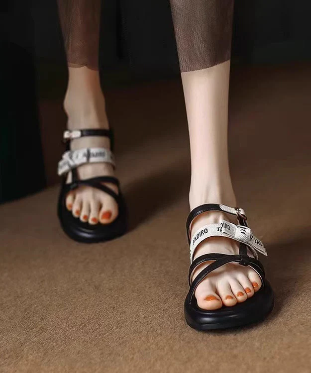 Beautiful Black Splicing Platform Walking Sandals Peep Toe - Image 5