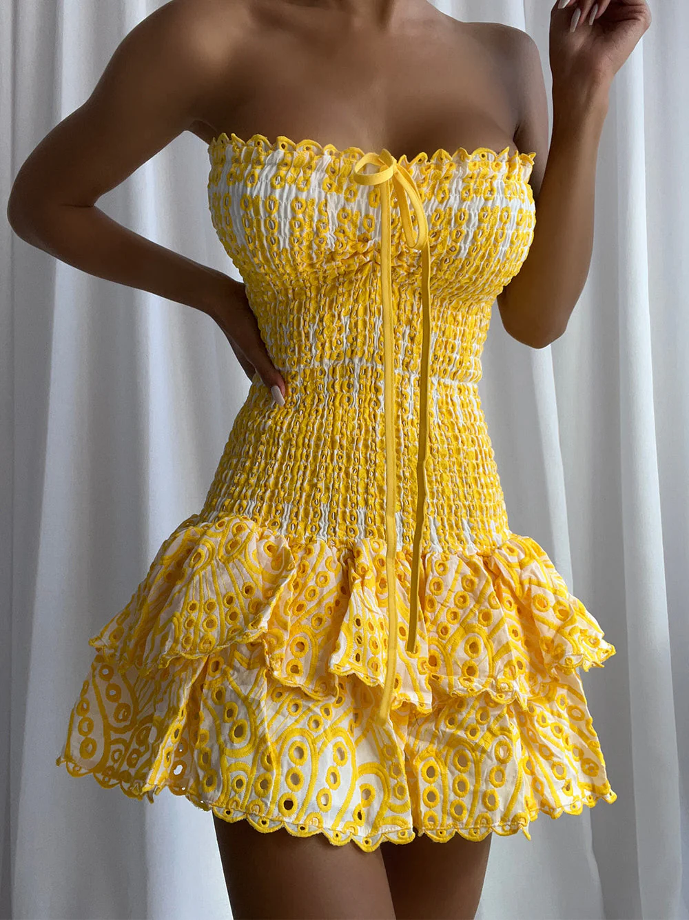 BIANNE Mini Dress in Yellow - Image 3
