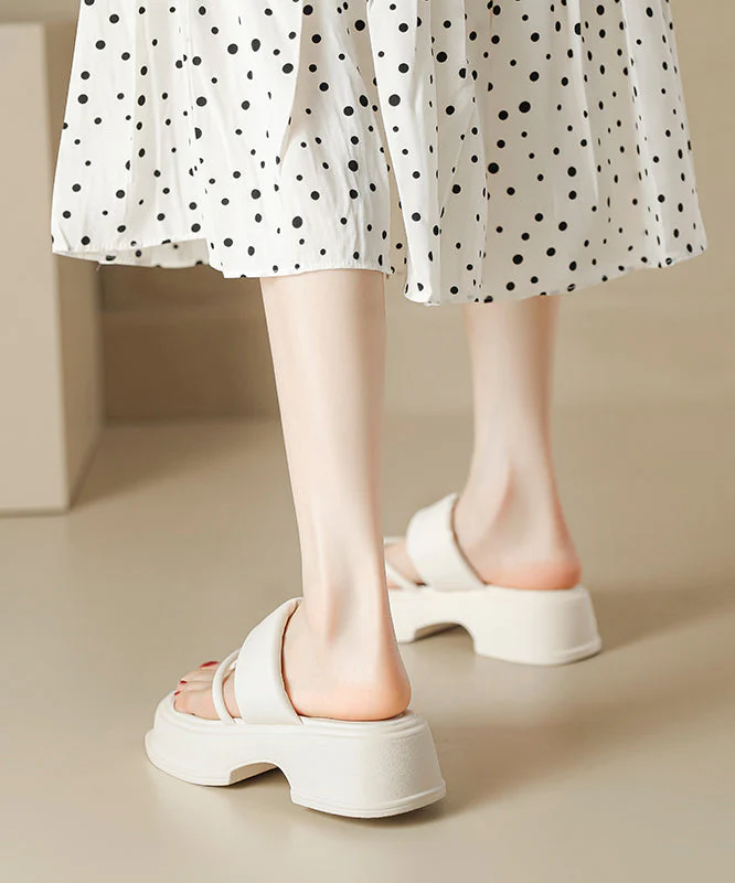 Black Thong Sandals Platform Faux Leather Splicing - Image 5