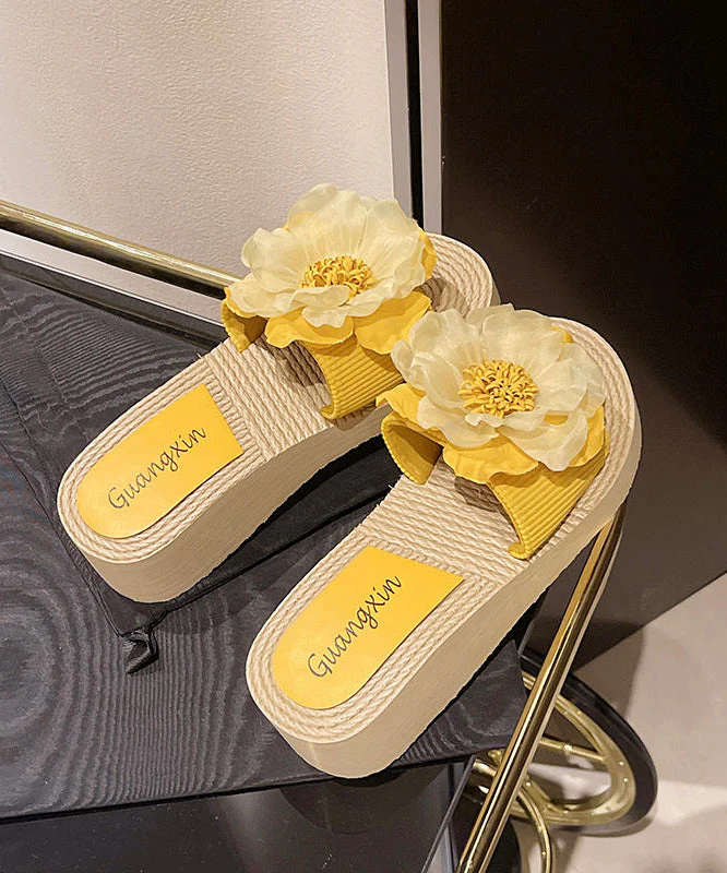 Bohemian Black Floral Wedge Slide Sandals Peep Toe - Image 3
