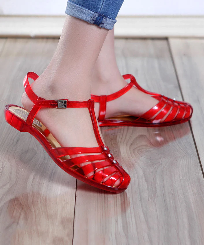 Bohemian Red Hollow Out Walking Sandals Buckle Strap - Image 5