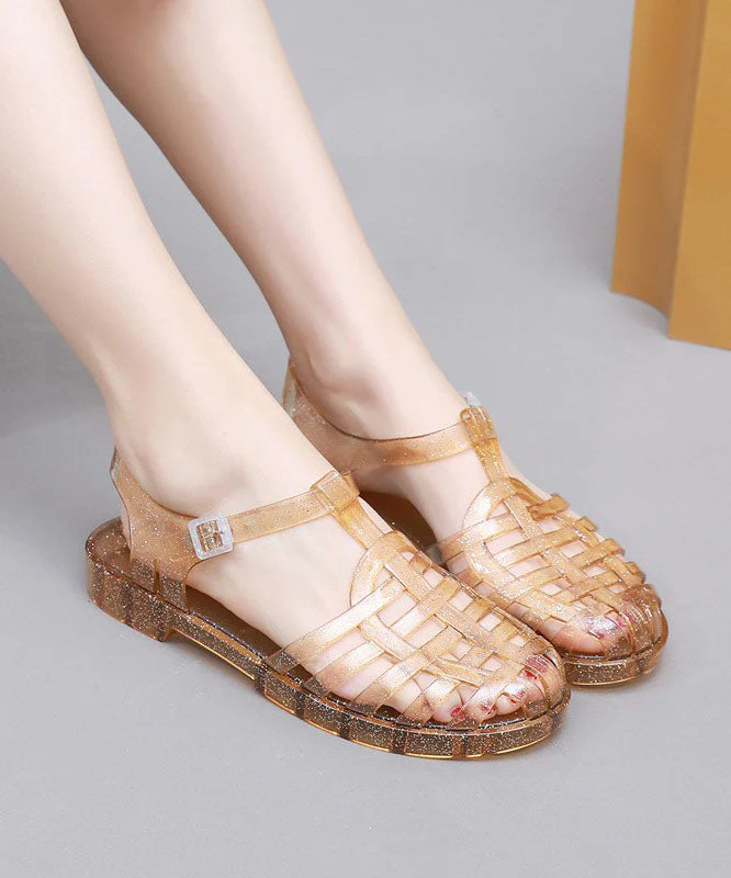 Boho Splicing Hollow Out Flat Clear Sandals White - Image 4