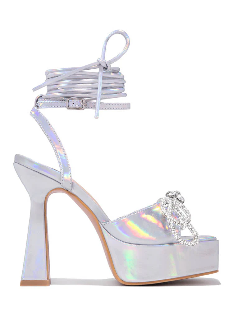 Bow Lace-up Platform Heels - Image 10
