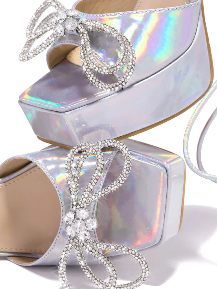 Bow Lace-up Platform Heels - Image 11