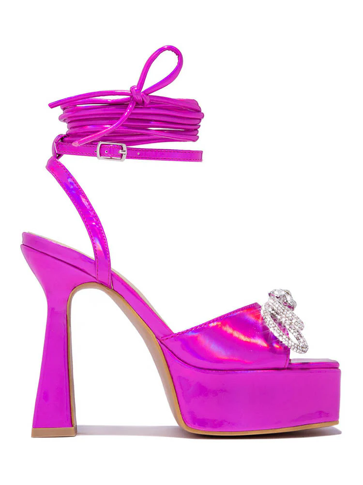 Bow Lace-up Platform Heels - Image 16