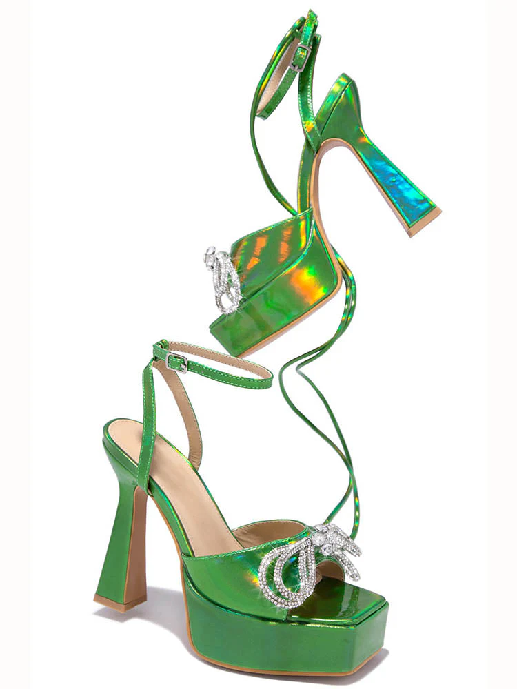 Bow Lace-up Platform Heels - Image 19