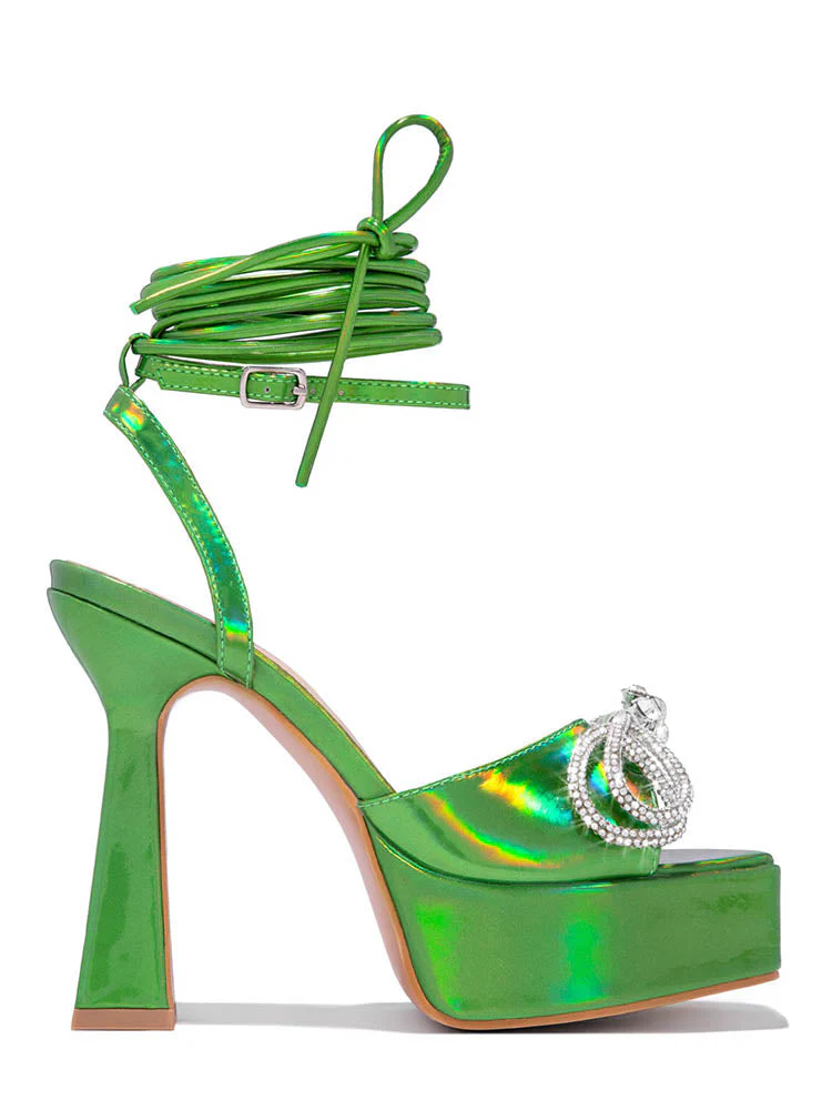 Bow Lace-up Platform Heels - Image 20