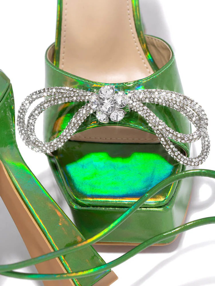 Bow Lace-up Platform Heels - Image 21