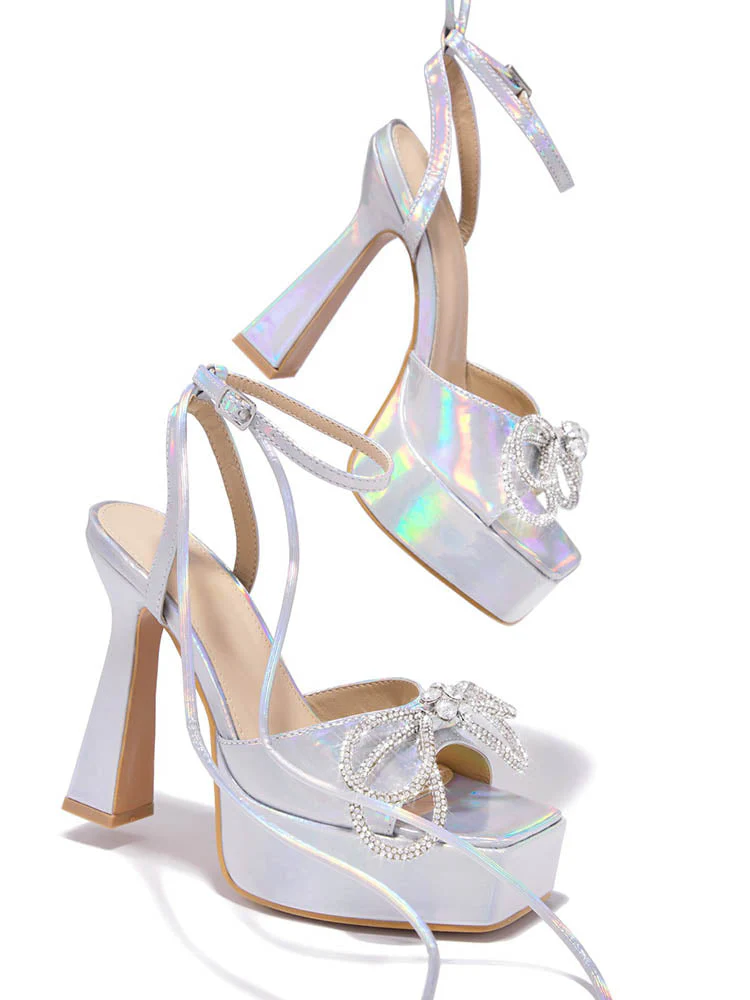 Bow Lace-up Platform Heels - Image 9
