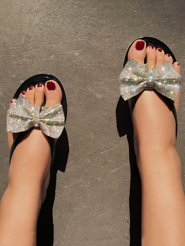Bow Rhinestone Flip-Flops Sandals - Image 6