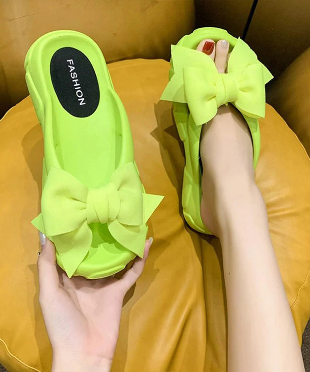 Bow Splicing Slippers Shoes Rose Peep Toe - Image 4