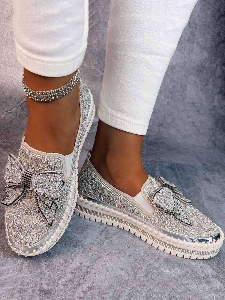 Bowknot Rhinestone Loafers Shoes - Image 11