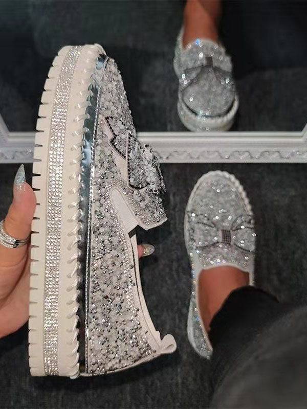 Bowknot Rhinestone Loafers Shoes - Image 14
