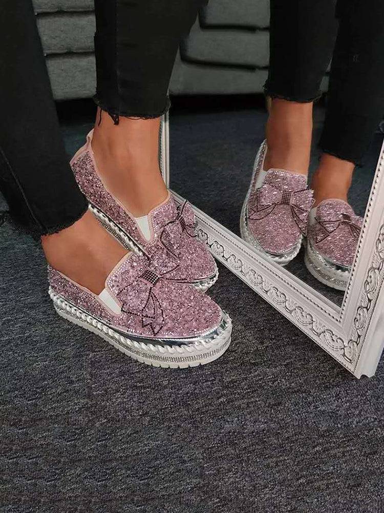 Bowknot Rhinestone Loafers Shoes - Image 15