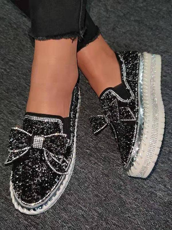 Bowknot Rhinestone Loafers Shoes - Image 7