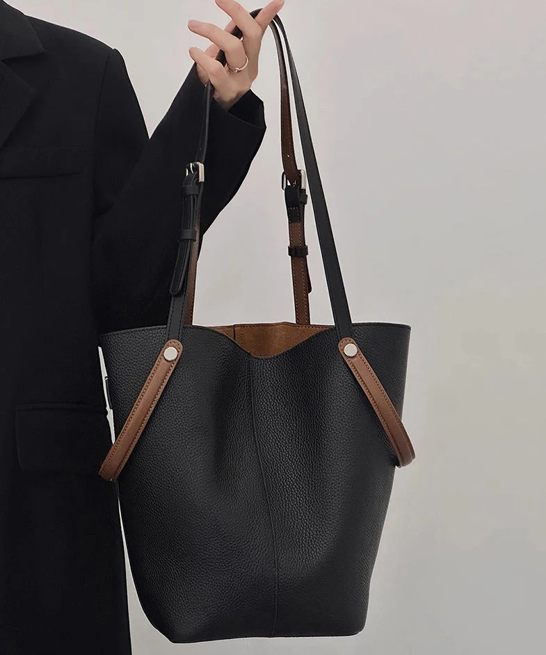 Bucket Capacity Minimalist Large Bag Beige - Image 3