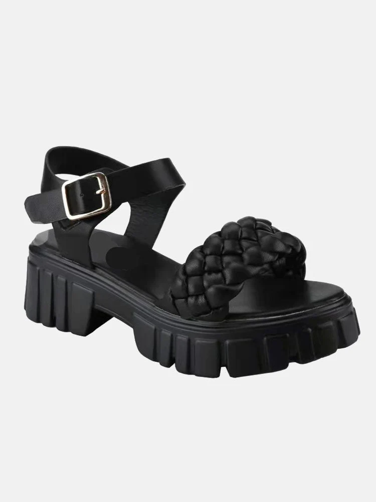 Buckle Chunky Heel Platform Sandals - Image 4