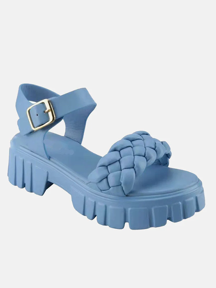 Buckle Chunky Heel Platform Sandals - Image 6