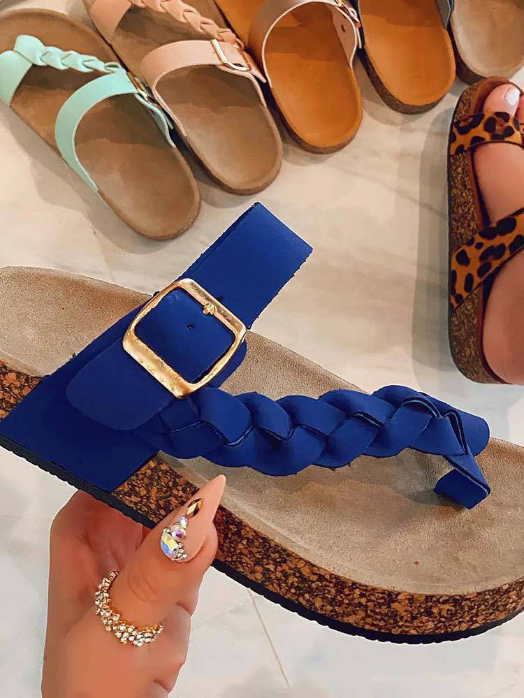 Buckle Plaited Slide Sandals - Image 3