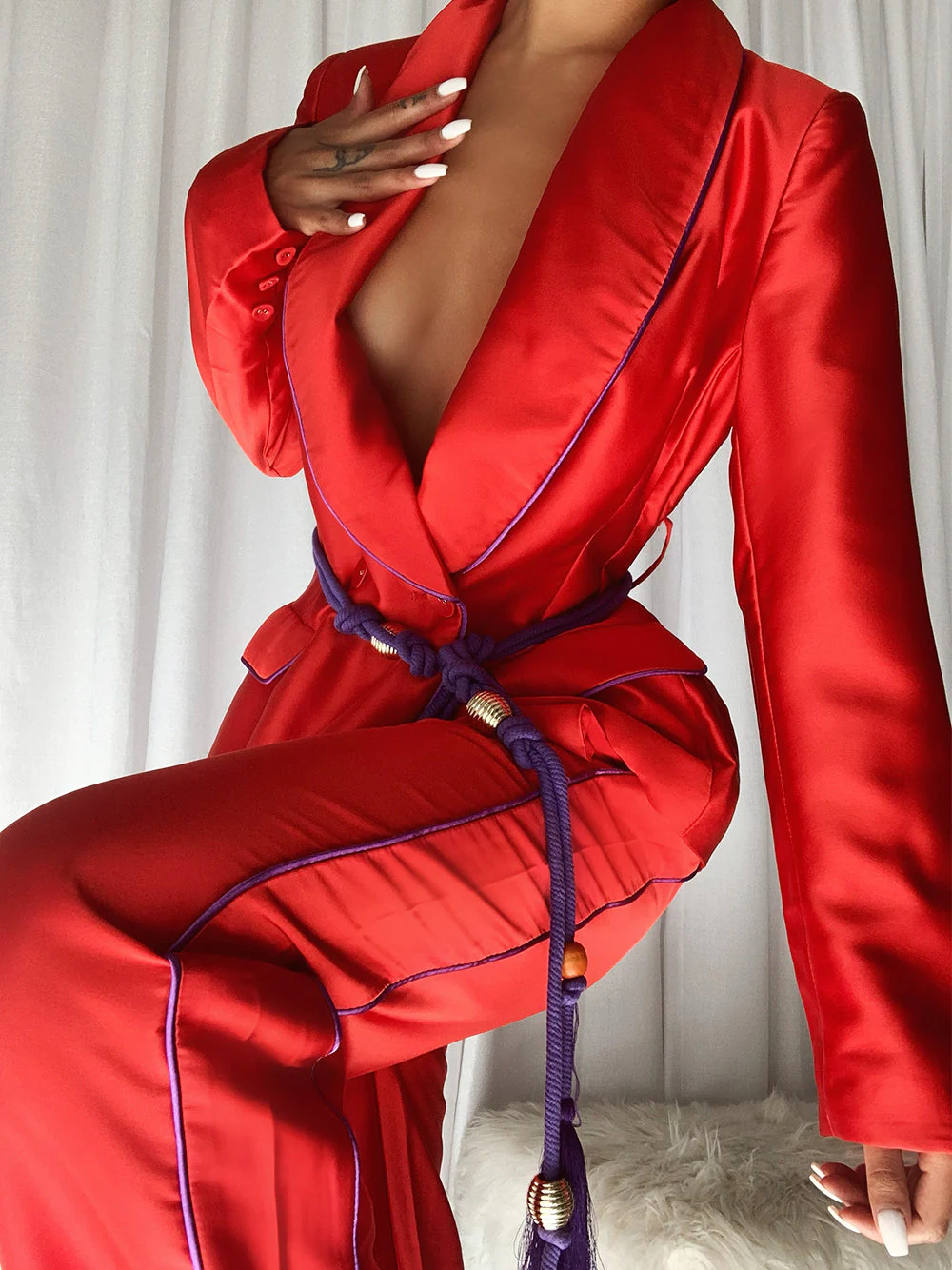 CANAL Satin Blazer & Pants Matching Set - Image 10