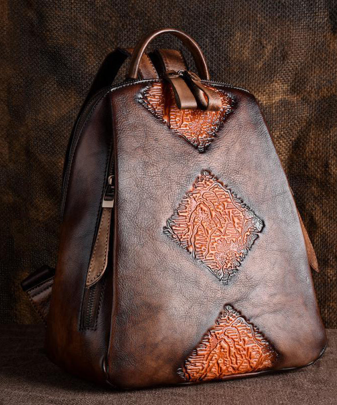 Capacity Retro Calf Leather Durable Backpack Bag Green Large - Image 4