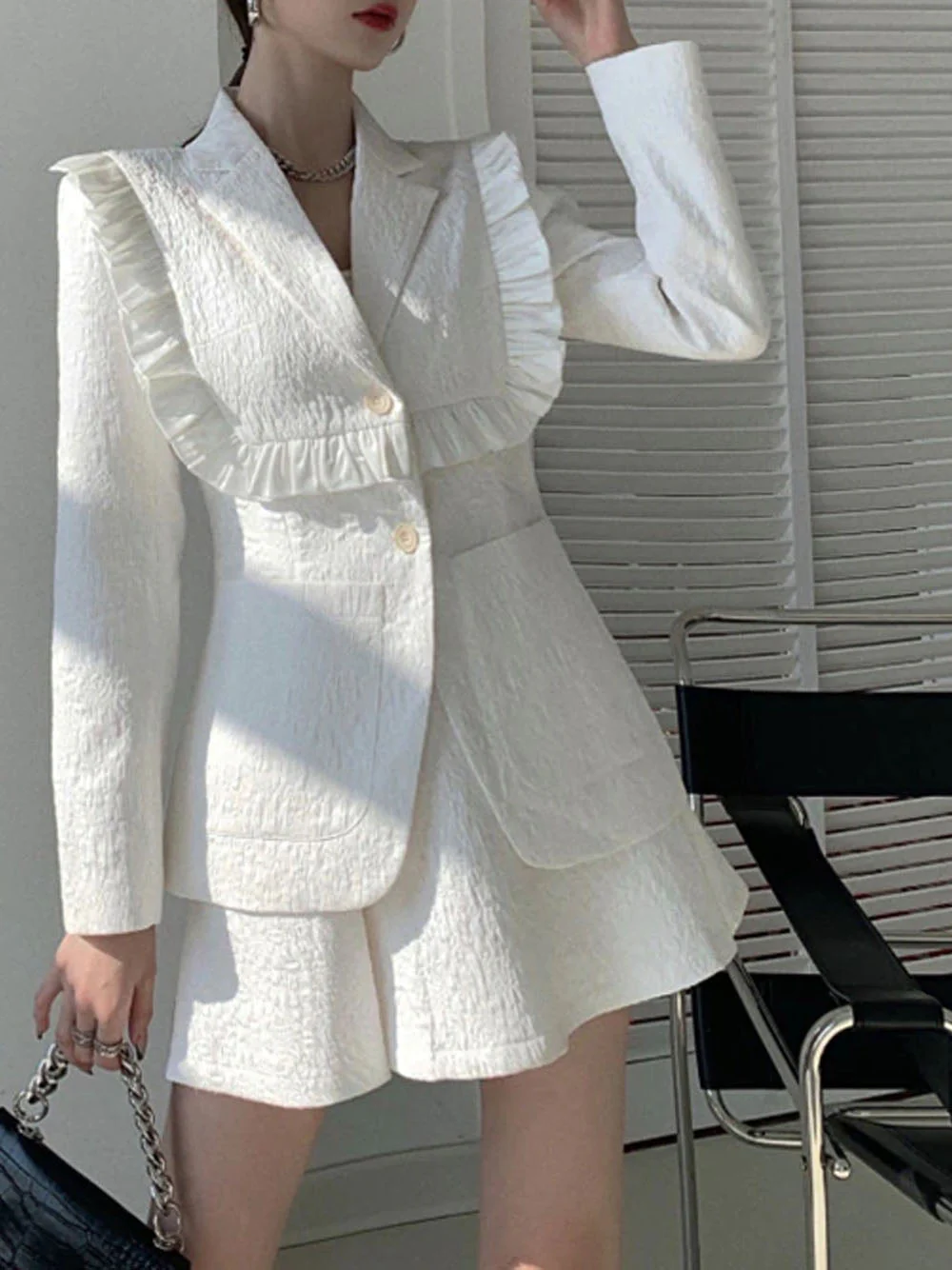 CARA Tweed Wool Blazer & Skirt Set