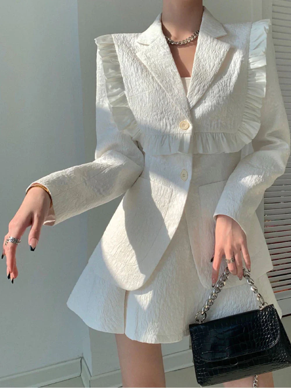 CARA Tweed Wool Blazer & Skirt Set - Image 4