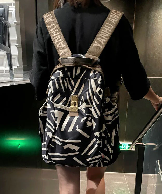Casual Black Print Solid Durable Backpack Bag - Image 2