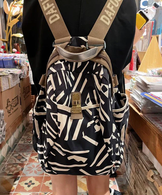 Casual Black Print Solid Durable Backpack Bag - Image 3
