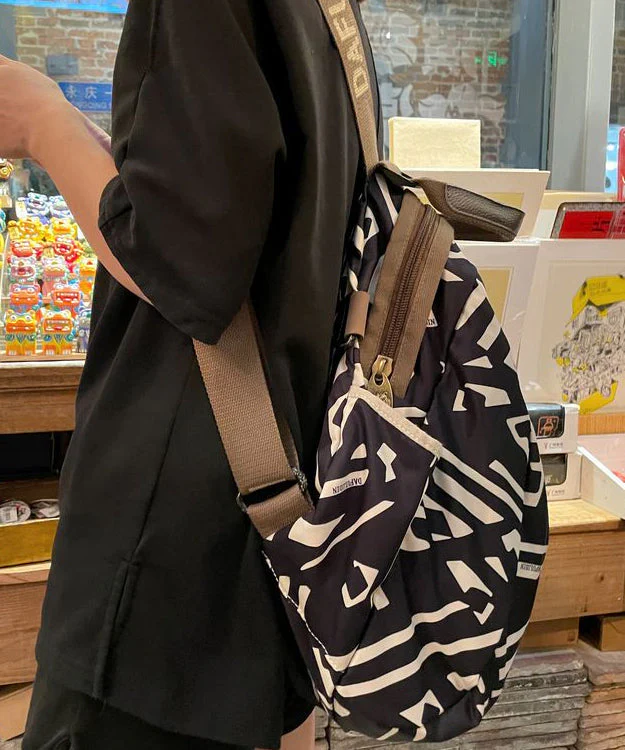 Casual Black Print Solid Durable Backpack Bag - Image 5