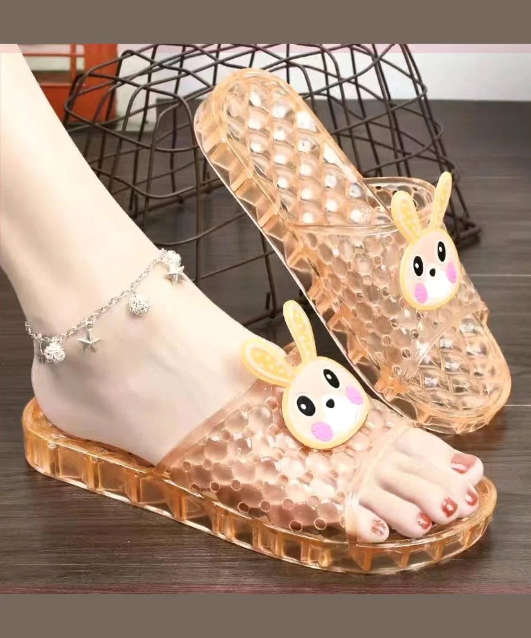 Casual Blue Crystal Transparent Flat Bottomed Slippers - Image 2