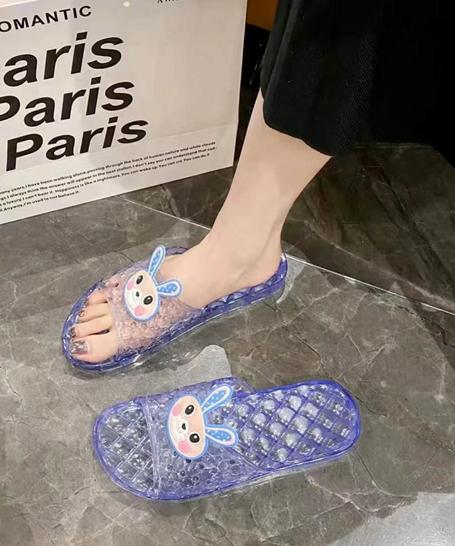 Casual Blue Crystal Transparent Flat Bottomed Slippers - Image 4